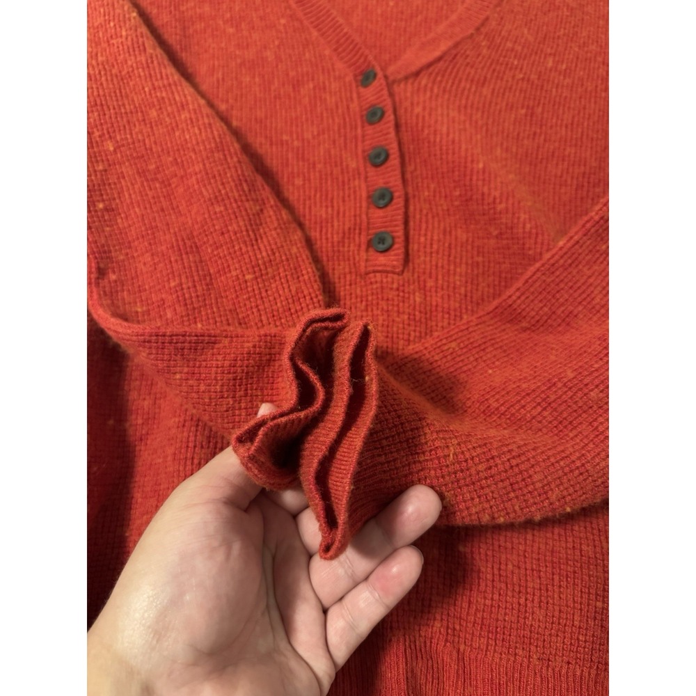 Madewell Women's Asherton Wool Red Waffle Knit Thermal Henley Sweater Size Small - Picture 6 of 9